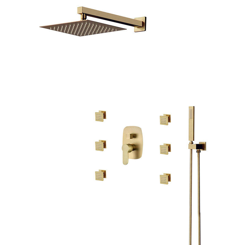 FontanaShowers Napoli Luxury Brass Wall Mount Rainfall Volume Control Complete Shower System